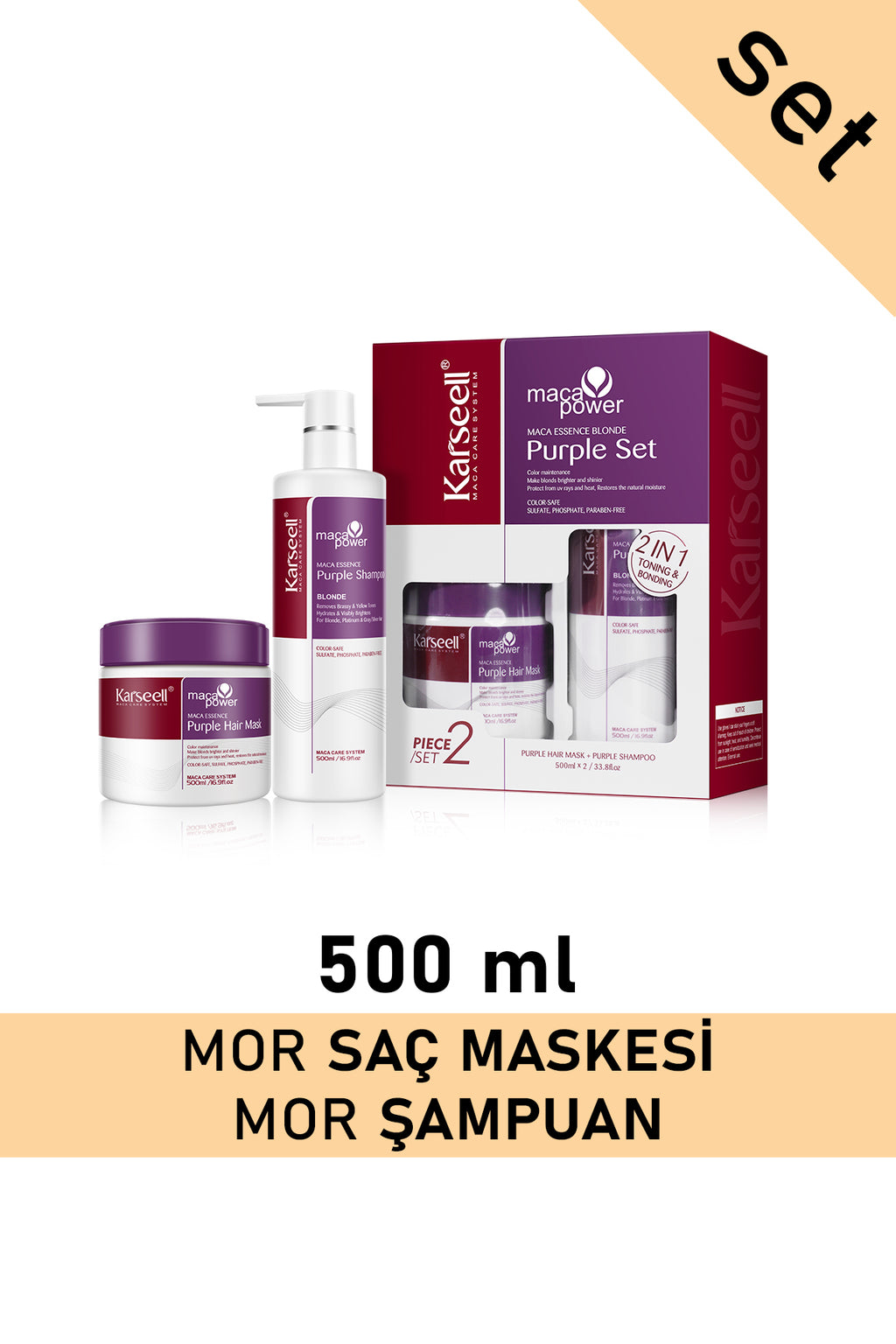 Karseell Mor Şampuan 500 ml + Mor Maske 500 ml