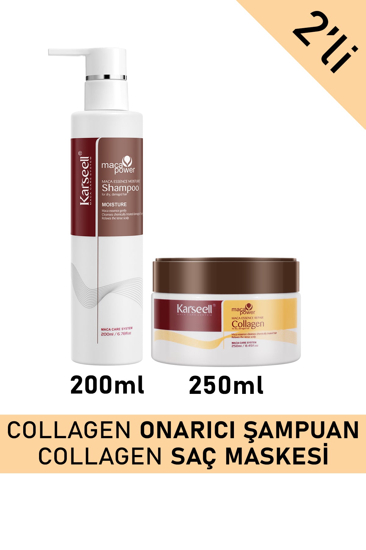 Karseell SET Kolajen Saç Maskesi 250 ml + Maca Özü Nemlendirici Şampuan 200 ml Karsel