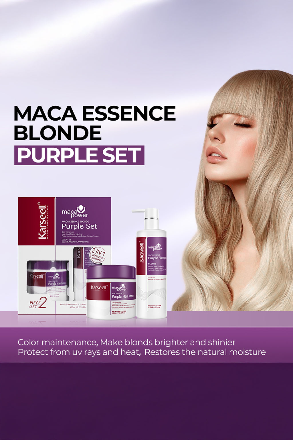 Karseell Mor Şampuan 500 ml + Mor Maske 500 ml