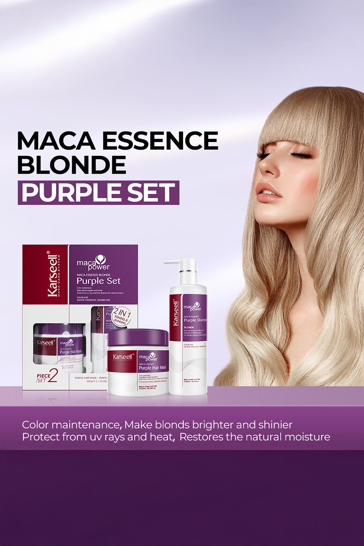 Karseell Mor Şampuan 500 ml + Mor Maske 500 ml