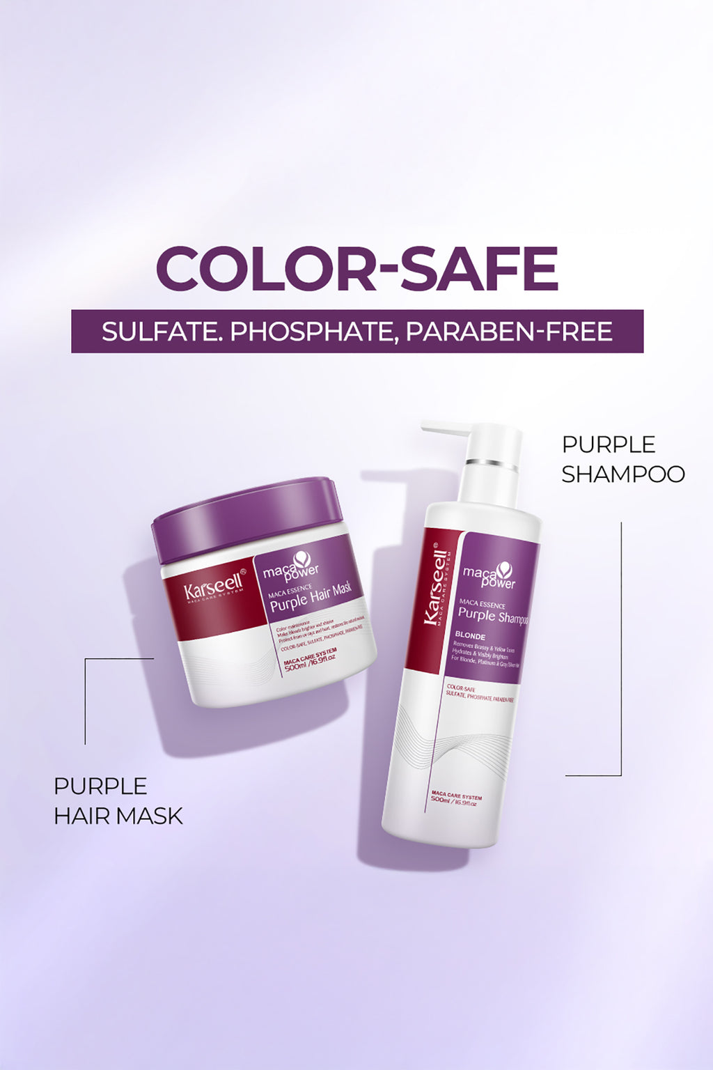 Karseell Mor Şampuan 500 ml + Mor Maske 500 ml