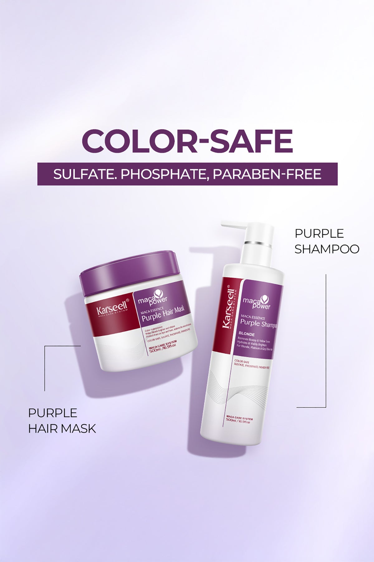 Karseell Mor Şampuan 500 ml + Mor Maske 500 ml