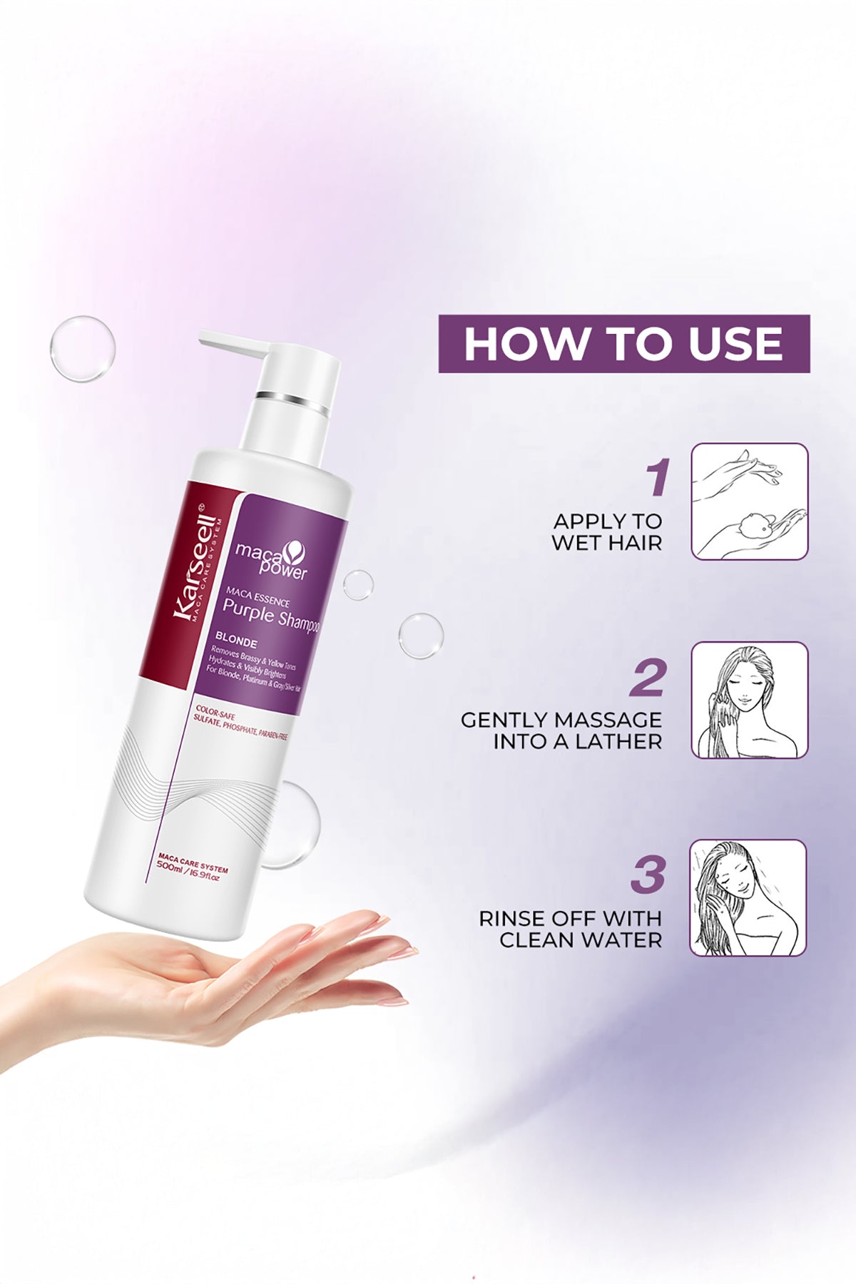 Karseell Maca Özlü Turunculaşma Karşıtı Mor Şampuan 500 ml