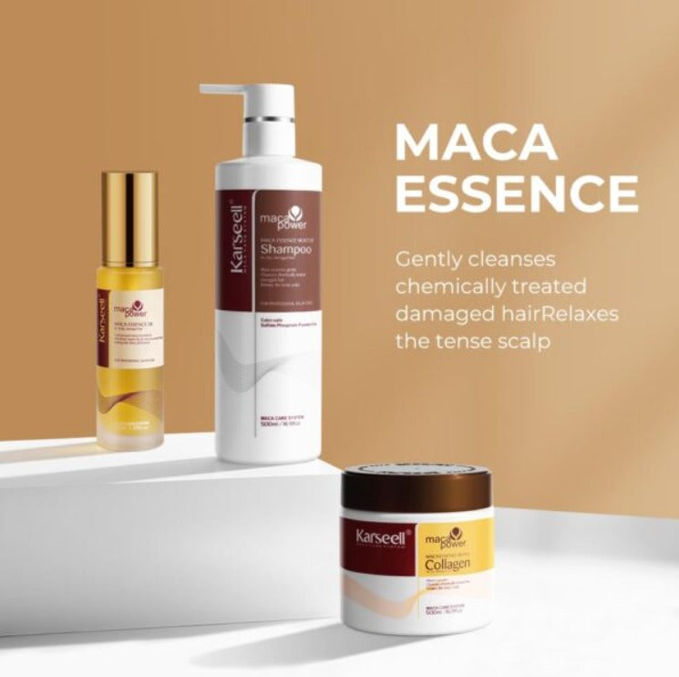 Maca Özlü Saç Maskesi 500 ml Şampuan 500 ml Saç Bakım Yağı 50 ml